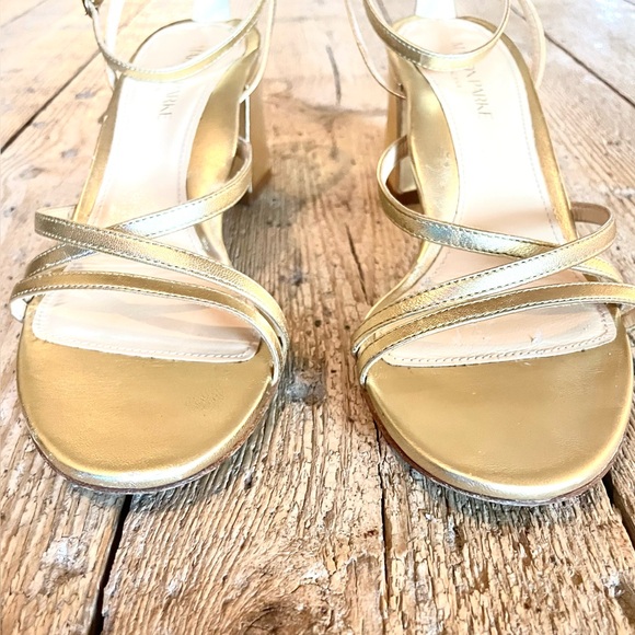 Marion Parke Bianca Gold Strappy Leather Block Heel Sandal EU 38.5 US 8-8.5 - Picture 9 of 14